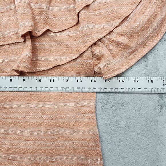 NEW Free People Top Womens XL Pink Cream Doe Combo Heirloom Ruffle Rounded Hem - Picture 10 of 12